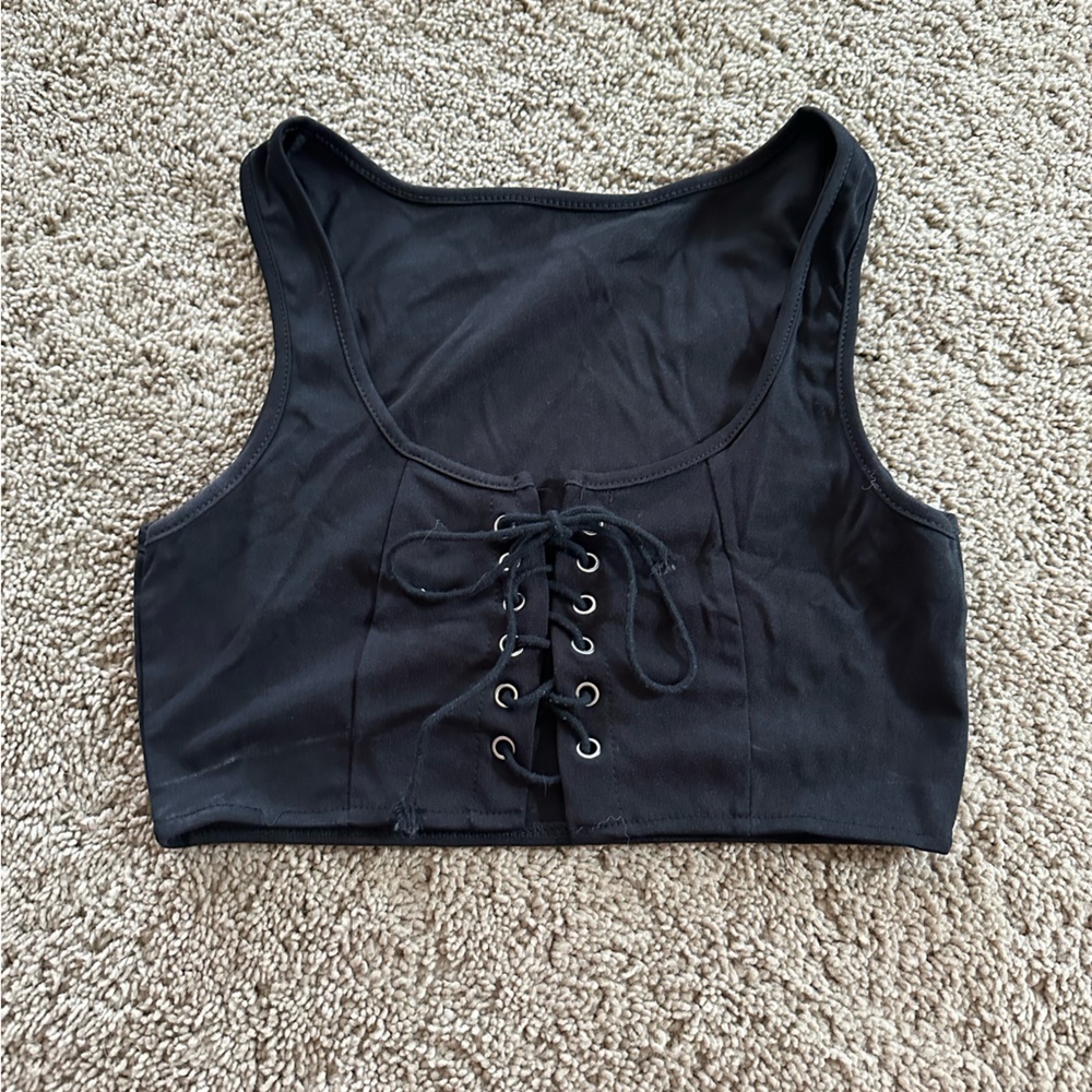 Lace front crop top